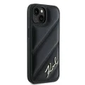 Калъф за iPhone 15 - Karl Lagerfeld Diagonal Quilted Script (KLHCP15SPQQDSMGK) - Черен