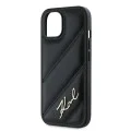 Калъф за iPhone 15 - Karl Lagerfeld Diagonal Quilted Script (KLHCP15SPQQDSMGK) - Черен