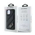 Калъф за iPhone 15 - Karl Lagerfeld Diagonal Quilted Script (KLHCP15SPQQDSMGK) - Черен
