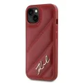 Калъф за iPhone 15 / iPhone 14 / iPhone 13 - Karl Lagerfeld Diagonal Quilted Script (KLHCP15SPQQDSMGR) - Червен