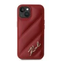 Калъф за iPhone 15 / iPhone 14 / iPhone 13 - Karl Lagerfeld Diagonal Quilted Script (KLHCP15SPQQDSMGR) - Червен