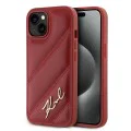 Калъф за iPhone 15 / iPhone 14 / iPhone 13 - Karl Lagerfeld Diagonal Quilted Script (KLHCP15SPQQDSMGR) - Червен