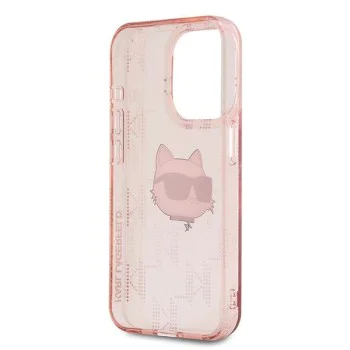 Калъф за iPhone 15 Pro Max - Karl Lagerfeld IML Luxury (KLHCP15XHKLKLPCHP) - Pink Choupette Head&Monogram