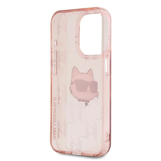 Калъф за iPhone 15 Pro Max - Karl Lagerfeld IML Luxury (KLHCP15XHKLKLPCHP) - Pink Choupette Head&Monogram
