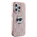 Калъф за iPhone 15 Pro Max - Karl Lagerfeld IML Luxury (KLHCP15XHKLKLPCHP) - Pink Choupette Head&Monogram