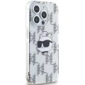 Калъф за iPhone 15 Pro Max - Karl Lagerfeld IML Luxury (KLHCP15XHKLKLPCHT) - Transparent Choupette Head&Monogram