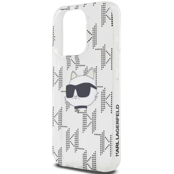 Калъф за iPhone 15 Pro Max - Karl Lagerfeld IML Luxury (KLHCP15XHKLKLPCHT) - Transparent Choupette Head&Monogram