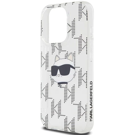 Калъф за iPhone 15 Pro Max - Karl Lagerfeld IML Luxury (KLHCP15XHKLKLPCHT) - Transparent Choupette Head&Monogram