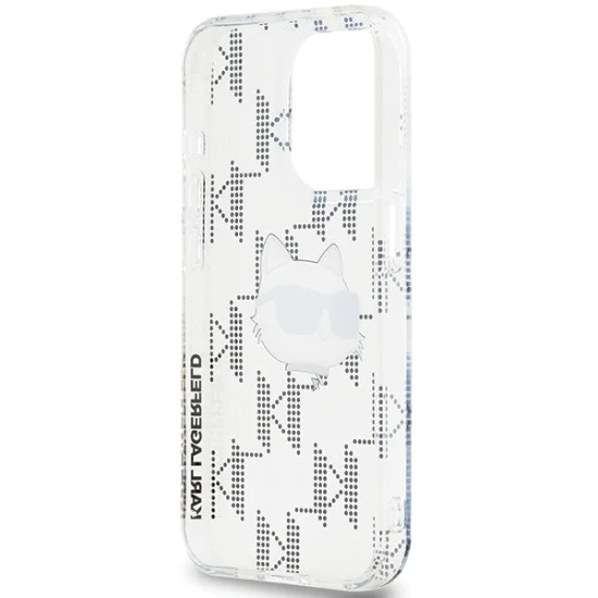 Калъф за iPhone 15 Pro Max - Karl Lagerfeld IML Luxury (KLHCP15XHKLKLPCHT) - Transparent Choupette Head&Monogram