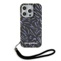 Калъф за IPhone 15 Pro Max - твърд калъф Karl Lagerfeld (KLHCP15XHZBZPKCCU) - лилава зебра с кабел