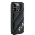Калъф за iPhone 15 Pro Max - Karl Lagerfeld Diagonal Quilted Script (KLHCP15XPQQDSMGK) - Черен