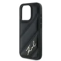 Калъф за iPhone 15 Pro Max - Karl Lagerfeld Diagonal Quilted Script (KLHCP15XPQQDSMGK) - Черен