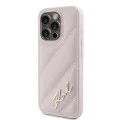 Калъф за iPhone 15 Pro Max - Karl Lagerfeld Diagonal Quilted Script (KLHCP15XPQXPQDSMGP) - Розов