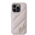 Калъф за iPhone 15 Pro Max - Karl Lagerfeld Diagonal Quilted Script (KLHCP15XPQXPQDSMGP) - Розов