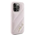 Калъф за iPhone 15 Pro Max - Karl Lagerfeld Diagonal Quilted Script (KLHCP15XPQXPQDSMGP) - Розов