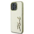 Калъф за IPhone 16 Pro - Karl Lagerfeld Hardcase Leather (KLHCHCP16LPFMFBFBKMD) - Метален подпис