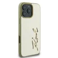 Калъф за IPhone 16 Pro - Karl Lagerfeld Hardcase Leather (KLHCHCP16LPFMFBFBKMD) - Метален подпис