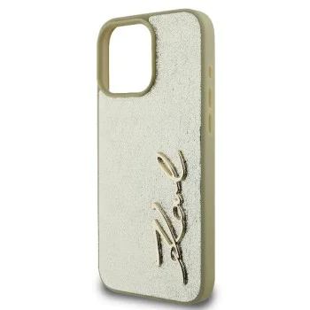 Калъф за IPhone 16 Pro - Karl Lagerfeld Hardcase Leather (KLHCHCP16LPFMFBFBKMD) - Метален подпис