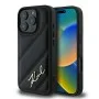 Калъф за iPhone 16 Pro - Karl Lagerfeld Diagonal Quilted Script (KLHCP16LPQQDSMGK) - Черен