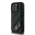 Калъф за iPhone 16 Pro - Karl Lagerfeld Diagonal Quilted Script (KLHCP16LPQQDSMGK) - Черен