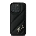 Калъф за iPhone 16 Pro - Karl Lagerfeld Diagonal Quilted Script (KLHCP16LPQQDSMGK) - Черен