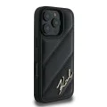 Калъф за iPhone 16 Pro - Karl Lagerfeld Diagonal Quilted Script (KLHCP16LPQQDSMGK) - Черен