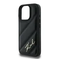 Калъф за iPhone 16 Pro - Karl Lagerfeld Diagonal Quilted Script (KLHCP16LPQQDSMGK) - Черен