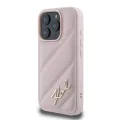 Калъф за iPhone 16 Pro - Karl Lagerfeld Diagonal Quilted Script (KLHCP16LPQQDSMGP) - Розов