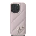 Калъф за iPhone 16 Pro - Karl Lagerfeld Diagonal Quilted Script (KLHCP16LPQQDSMGP) - Розов