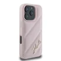 Калъф за iPhone 16 Pro - Karl Lagerfeld Diagonal Quilted Script (KLHCP16LPQQDSMGP) - Розов