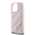 Калъф за iPhone 16 Pro - Karl Lagerfeld Diagonal Quilted Script (KLHCP16LPQQDSMGP) - Розов