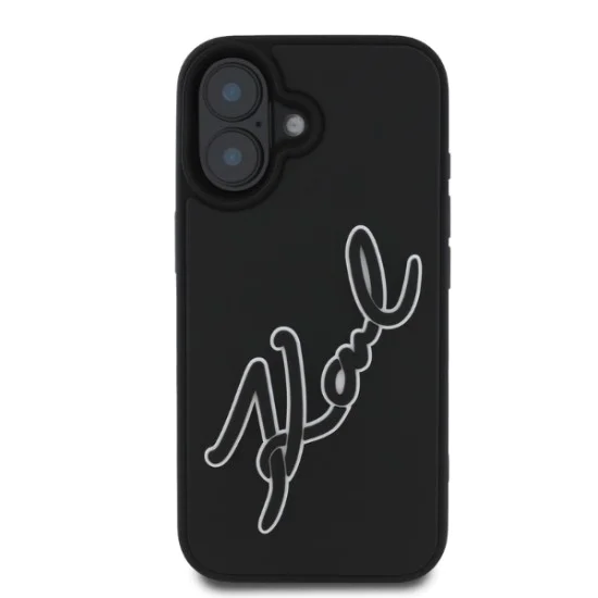 Калъф за iPhone 16 - Karl Lagerfeld 3D Design (KLHCP16S3DR3DRKSDLK) - Гумен подпис