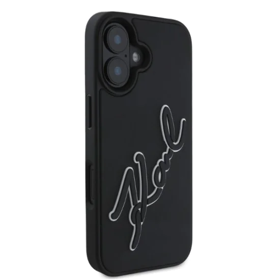 Калъф за iPhone 16 - Karl Lagerfeld 3D Design (KLHCP16S3DR3DRKSDLK) - Гумен подпис