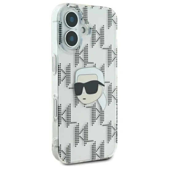 Калъф за iPhone 16 - Karl Lagerfeld IML Luxury Electroplated (KLHCP16SHKLLPKKHT) - Transparent Karl Head