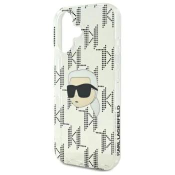 Калъф за iPhone 16 - Karl Lagerfeld IML Luxury Electroplated (KLHCP16SHKLLPKKHT) - Transparent Karl Head