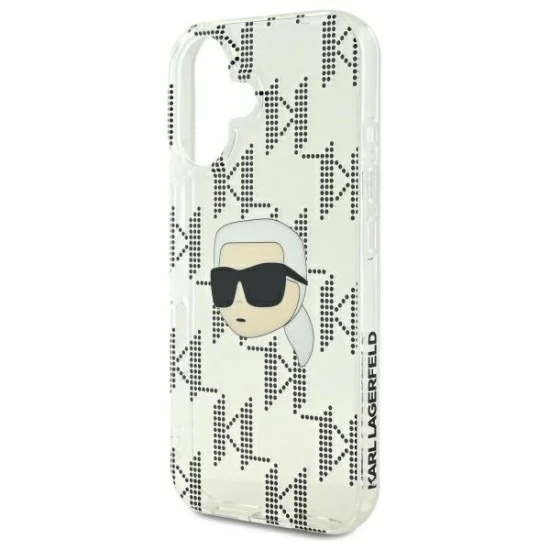 Калъф за iPhone 16 - Karl Lagerfeld IML Luxury Electroplated (KLHCP16SHKLLPKKHT) - Transparent Karl Head