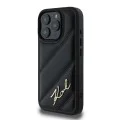 Калъф за iPhone 16 Pro Max - Karl Lagerfeld Diagonal Quilted Script (KLHCP16XPQQDSMGK) - Черен