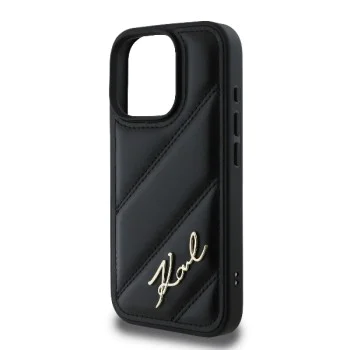 Калъф за iPhone 16 Pro Max - Karl Lagerfeld Diagonal Quilted Script (KLHCP16XPQQDSMGK) - Черен