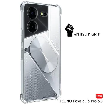 Калъф за Tecno Pova 5 Pro - Удароустойчив Clear Clear Silicone - Clear