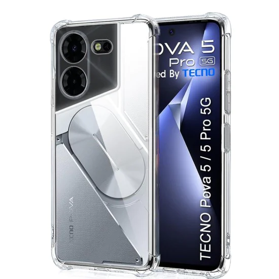 Калъф за Tecno Pova 5 Pro - Удароустойчив Clear Clear Silicone - Clear