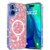 Калъф за iPhone 16 Plus - Sparkly Glitter MagSafe - Розов