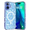 Калъф за iPhone 16 Plus - Sparkly Glitter MagSafe - Син