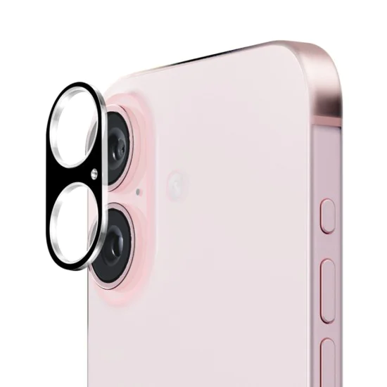 Протектор за камера за iPhone 16 / iPhone 16 Plus - Пълно стъкло за камера - черен