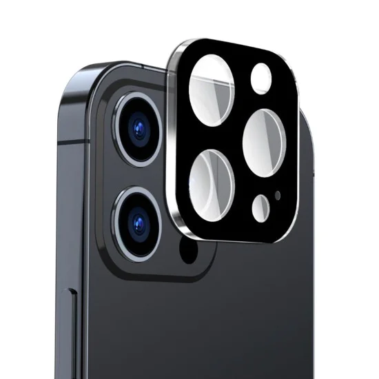 Протектор за камера за iPhone 16 Pro / iPhone 16 Pro Max - Пълно стъкло за камера - Черен
