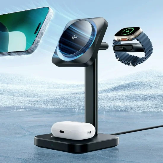 MagSafe Apple Charging Station with Portable Watch Charger - ESR CryoBoost Qi2 (2C58008) - Черен