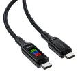 Кабел за данни C7-03 – Acefast, Type-C към Type-C, 100W бързо зареждане, 5A, LED дисплей, 1,2 м – черен