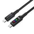 Кабел за данни C7-03 – Acefast, Type-C към Type-C, 100W бързо зареждане, 5A, LED дисплей, 1,2 м – черен