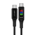 Кабел за данни C7-03 – Acefast, Type-C към Type-C, 100W бързо зареждане, 5A, LED дисплей, 1,2 м – черен