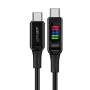 Кабел за данни C7-03 – Acefast, Type-C към Type-C, 100W бързо зареждане, 5A, LED дисплей, 1,2 м – черен