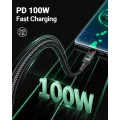 Кабел за данни C7-03 – Acefast, Type-C към Type-C, 100W бързо зареждане, 5A, LED дисплей, 1,2 м – черен